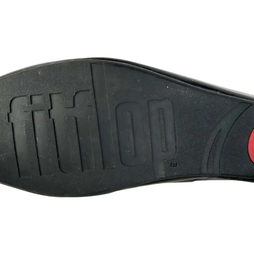 FitFlop Due Patent Ballet Flats Black Leather Platform Comfort Casual Travel 11